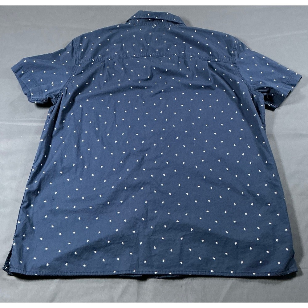 American Eagle Men Navy Blue Geometric Triangle Short Sleeve Button Down Shirt L - Picture 8 of 11